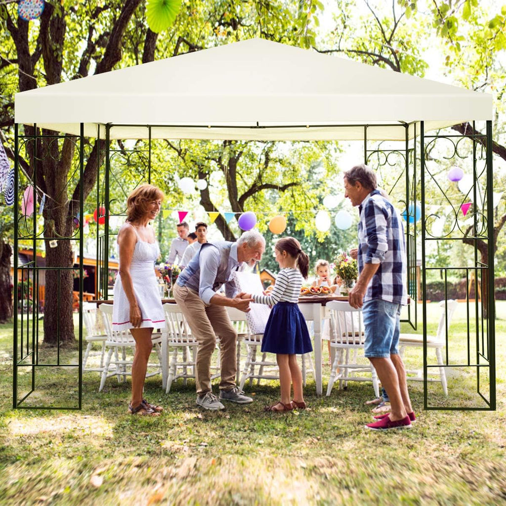 Tangkula 10x10 Ft Patio Gazebo, Outdoor Steel Gazebo with Water-Resistant Canopy, Patio Sun Pavilion Shelter with 100 Square Feet of Shade for Garden, Backyard, Deck Beige