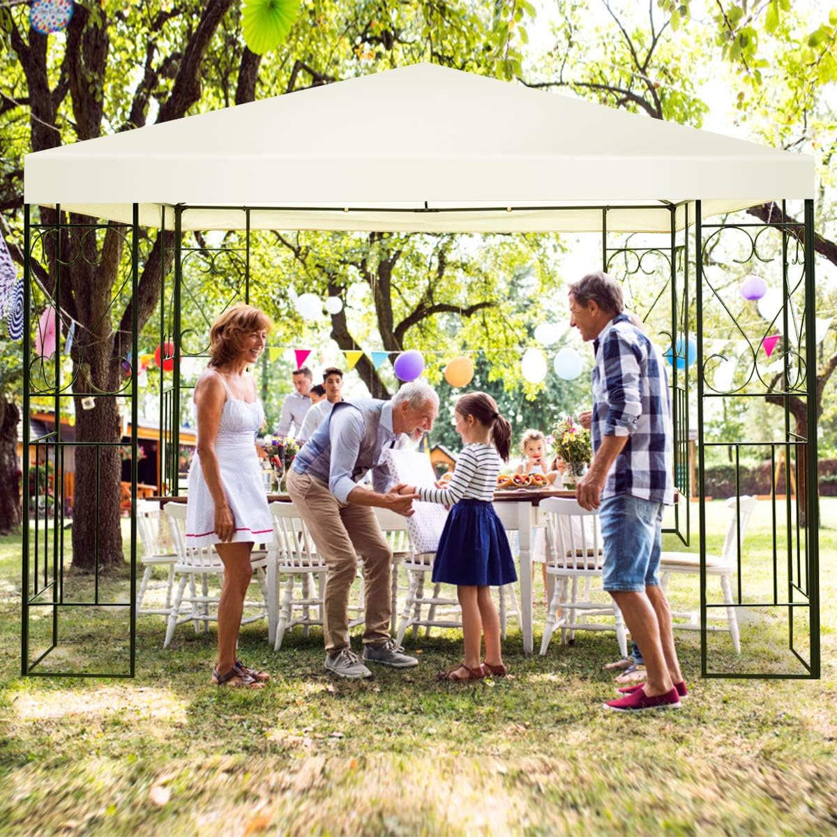 Tangkula 10x10 Ft Patio Gazebo, Outdoor Steel Gazebo with Water-Resistant Canopy, Patio Sun Pavilion Shelter with 100 Square Feet of Shade for Garden, Backyard, Deck Beige