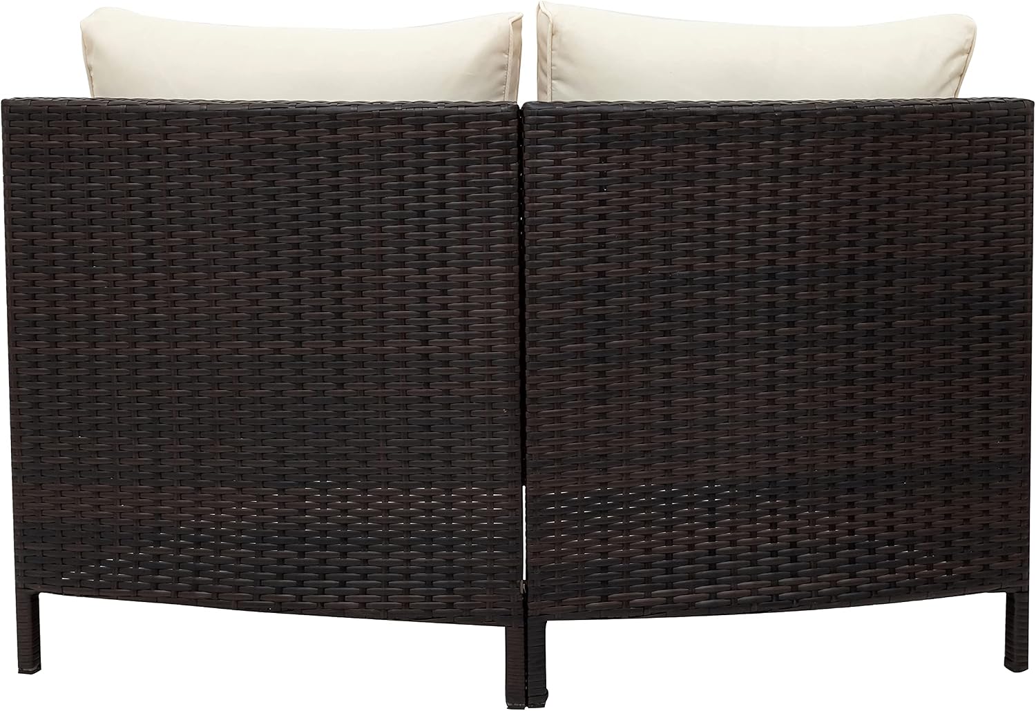 Merax 5-Piece Outdoor Sectional Sofa Set, All-Weather PE Wicker Patio Furniture with Tempered Glass Table, Half-Moon Conversation Set for Garden, Deck, Backyard Living Area,Beige