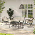 Grand patio Patio Furniture Set, Outdoor Wicker Patio Conversation Seating Chair with Cushions and Coffee Table, Boho Seating Chat Set for Indoor Outdoor, Balcony, Porch, Garden, Deck