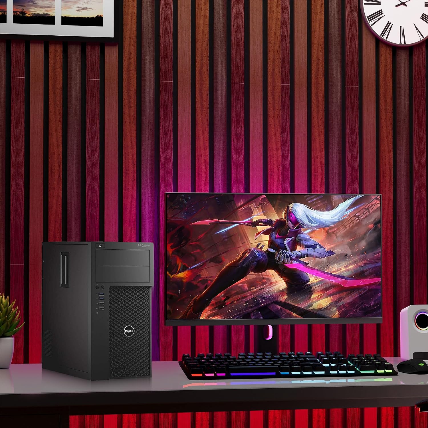 Dell Precision Gaming Desktop Tower Computer – Intel Core i7-6700 6th Gen – 16GB RAM – 1TB SSD – GeForce GTX 1050 Ti – RGB Keyboard & Mouse – Windows 11 Pro – Workstation PC (Renewed)