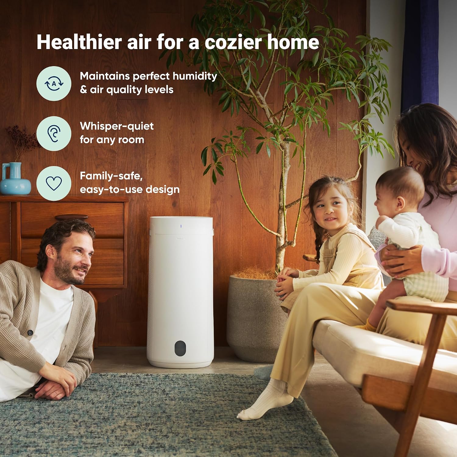 BLUEAIR 2-in-1 Purify + Humidify: Air Purifier and Humidifier with HEPASilent™ and 360° InvisibleMist™ Technology, Top Pour - covers 1,726 sqft in 60 minutes - Perfectly balanced air, one product