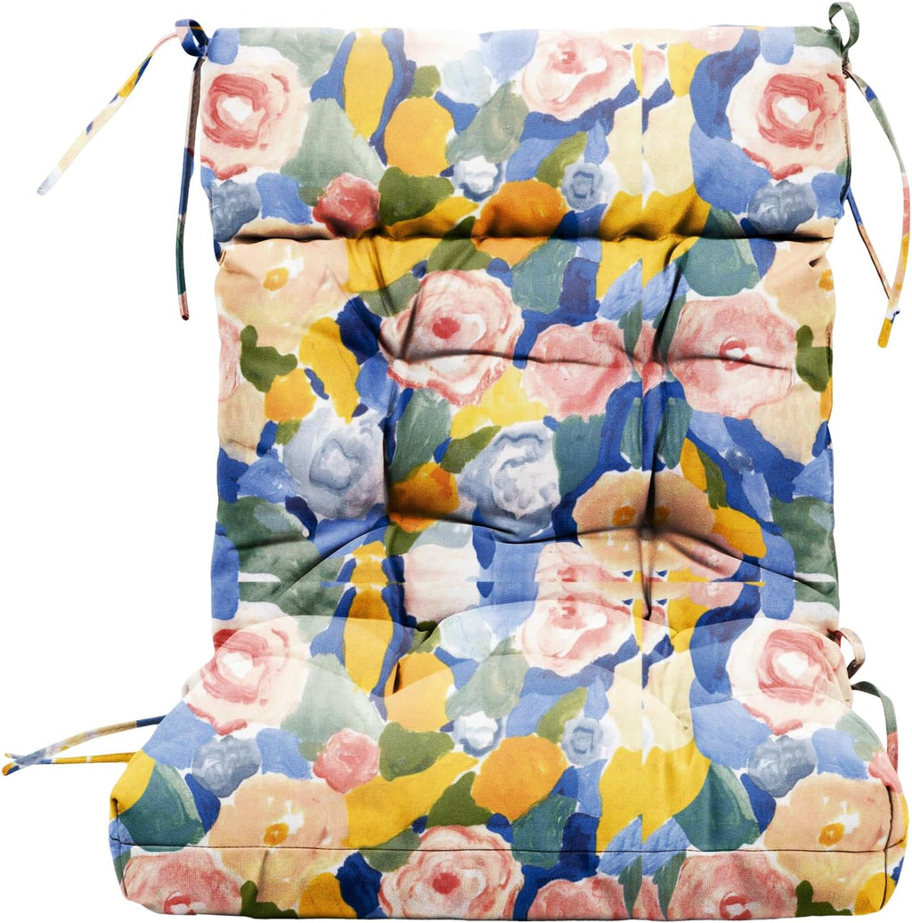 ARTPLAN Outdoor Chair Cushion,Tufted Adirondack Patio Chair Cushion,Wicker High Back Outdoor Seat Cushion,Set of 4,44' L x 21' W x 4' H (4 Pack),Floral