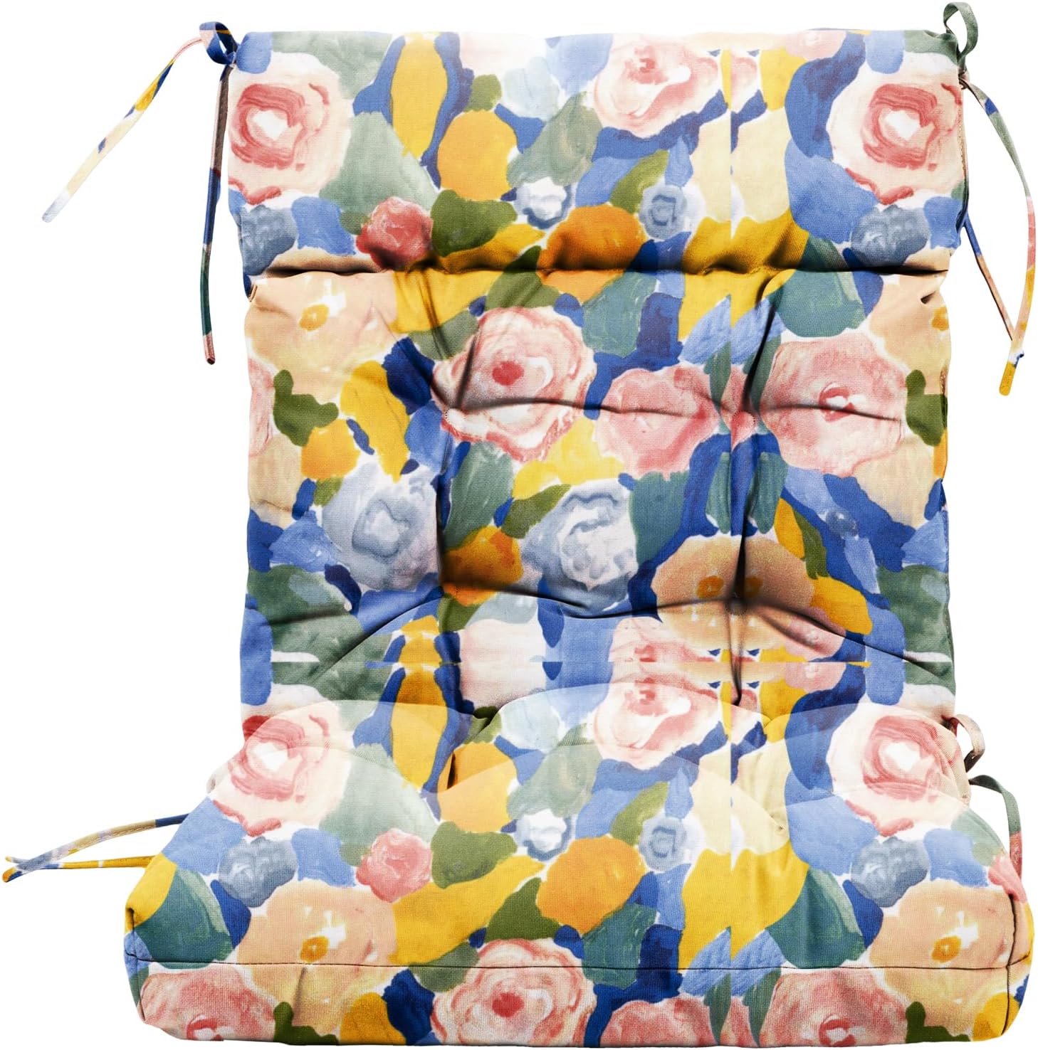 ARTPLAN Outdoor Chair Cushion,Tufted Adirondack Patio Chair Cushion,Wicker High Back Outdoor Seat Cushion,Set of 4,44' L x 21' W x 4' H (4 Pack),Floral