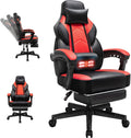Gaming Chairs for Adults, Computer Chair with Footrest, High Back, Big and Tall Gamer Chair's with Massage Lumbar Support, 360° Swivel Height Adjustable Computer Chaires, Dark Red