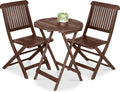 Best Choice Products 3-Piece Acacia Wood Bistro Set, Folding Patio Furniture for Backyard, Balcony, Deck w/ 2 Chairs, Round Coffee Table, Teak Finish - Brown