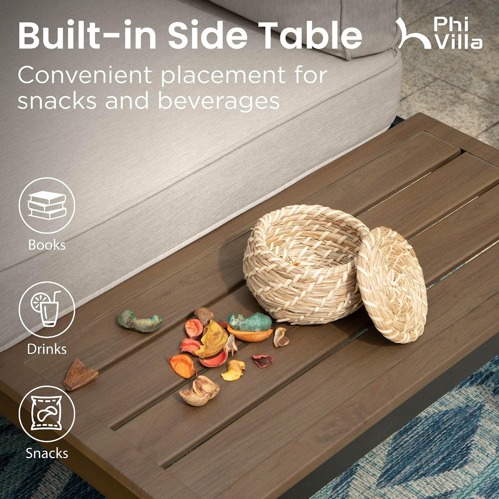 PHI VILLA 6 Pieces Outdoor Patio Furniture Set,Metal Frame Modern Outdoor Sectional Sofa Set,6 Seats Patio Conversation Sets with Coffee Table&Thickened Cushion,for Poolside and Backyard,Light Grey