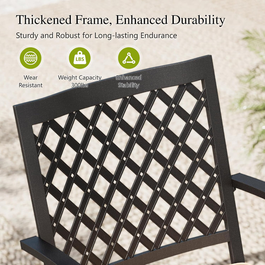 Sophia & William Patio Table and Chairs Set, Outdoor Dining Set for 4, 5 Piece Metal Patio Furniture, 37' Black Square Table(Diamond)