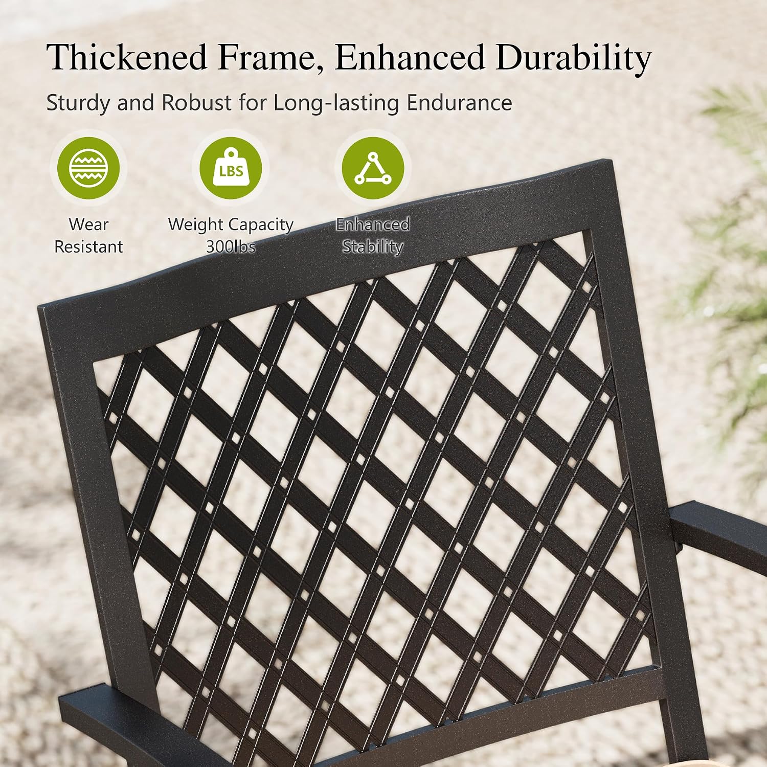 Sophia & William Patio Table and Chairs Set, Outdoor Dining Set for 4, 5 Piece Metal Patio Furniture, 37' Black Square Table(Diamond)