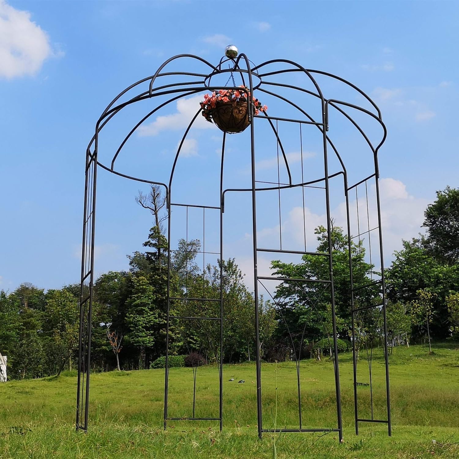 OUTOUR French Style Birdcage Shape Heavy Duty Gazebo,9'Highx 6'6' Wide,Pergola Pavilion Arch Arbor Arbour Plants Stand Rack for Wedding Outdoor Garden Lawn Backyard Patio,Climbing Vines,Roses
