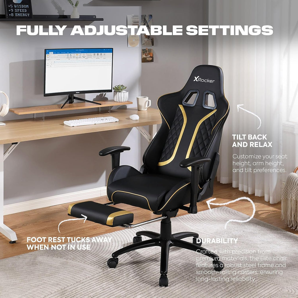 X Rocker PC Computer Gaming Desk Chair with Wheels, College Dorm Room Essentials for Guys and Girls, Adjustable, Ergonomic Office Chair, Gifts for Gamers
