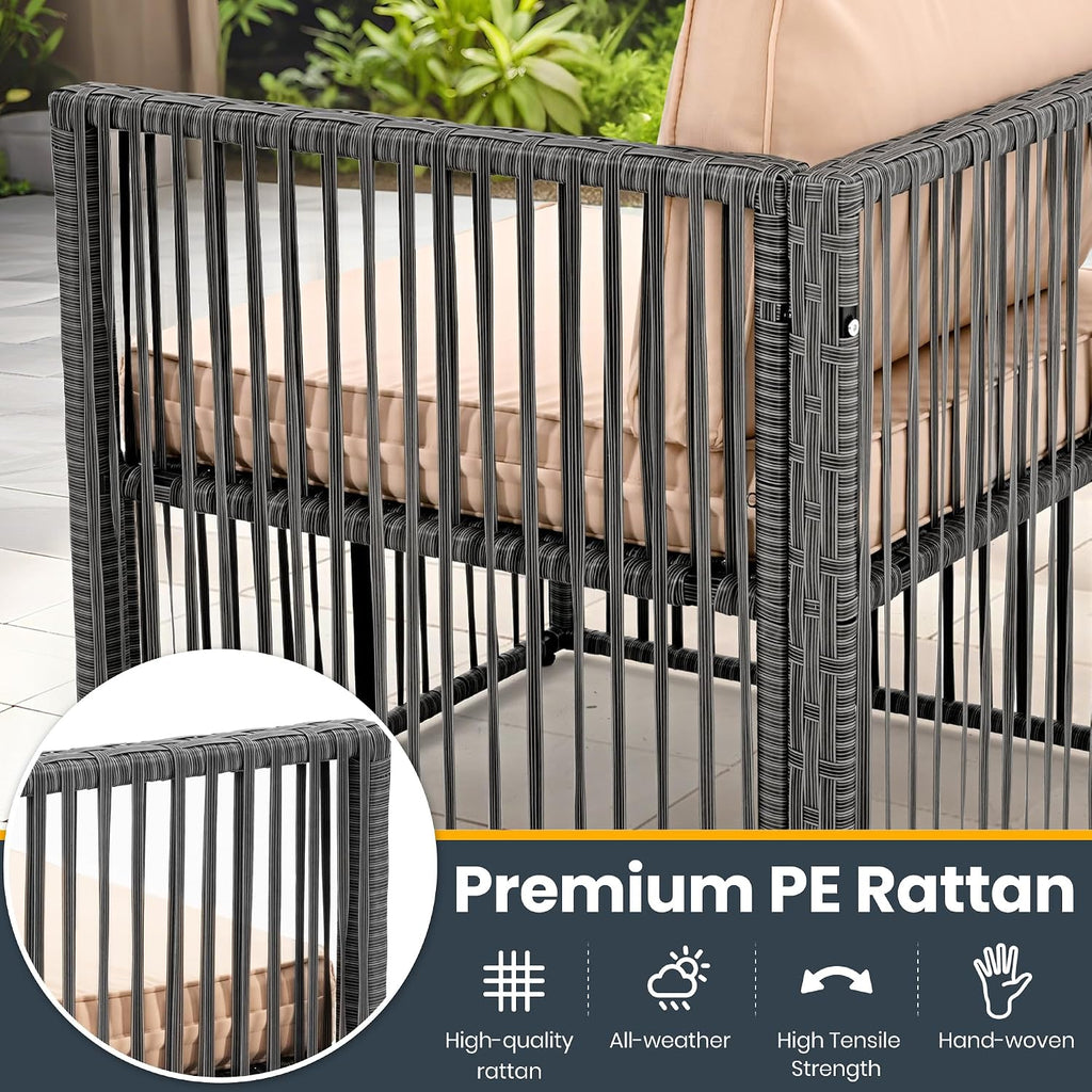 Pamapic 7-Piece Outdoor Sectional Set, Large Wicker Patio Furniture Set with Coffee Table and Washable Cushions Covers, All-Weather Patio Sofa Conversation Set for Backyard, Poolside, Garden