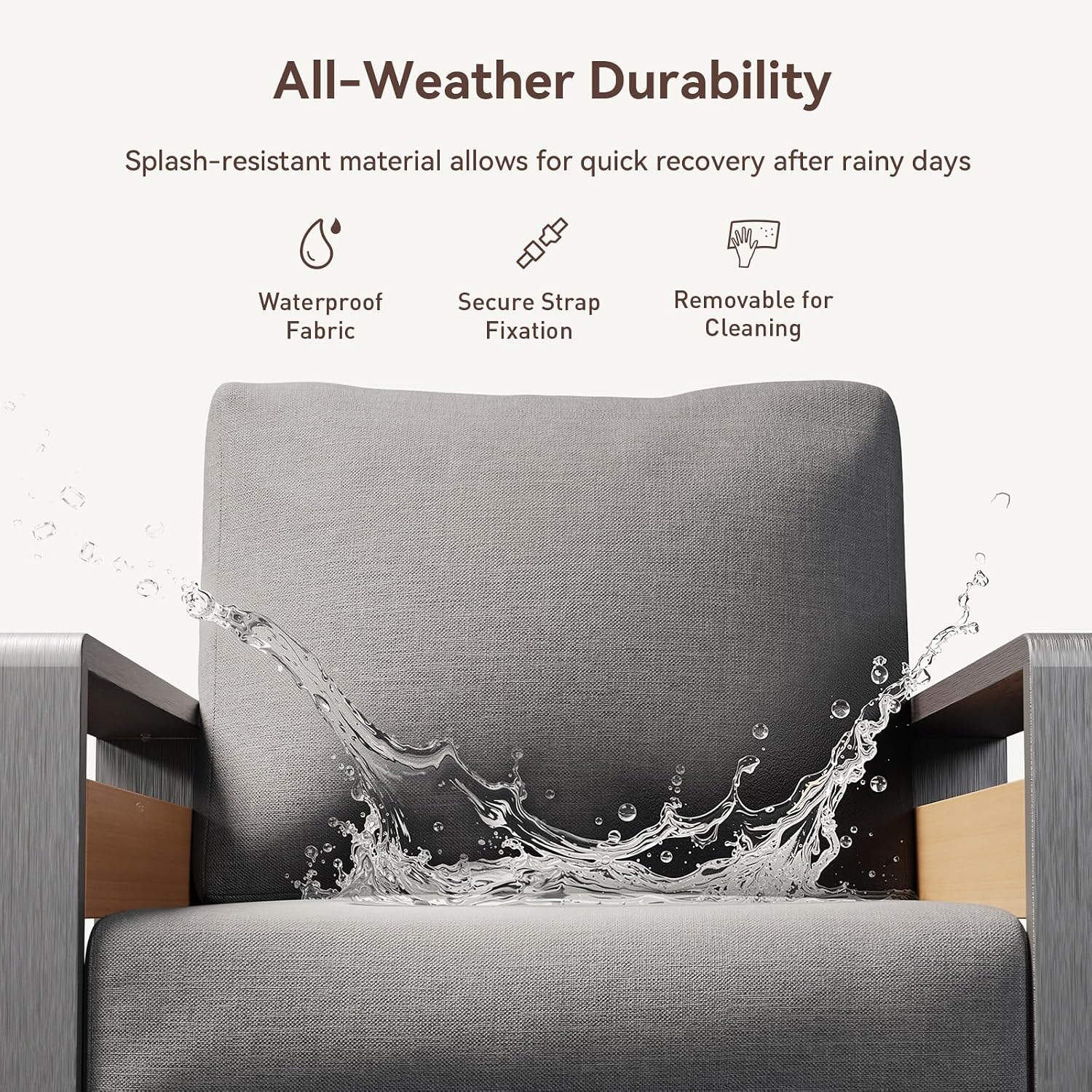 Aoxun Aluminum Outdoor Patio Furniture Set, 2 Seats Metal Sectional Patio Furniture, Modern Outside Sectional Set for Backyard, Armchair ×2, Dark Grey & Dark Grey
