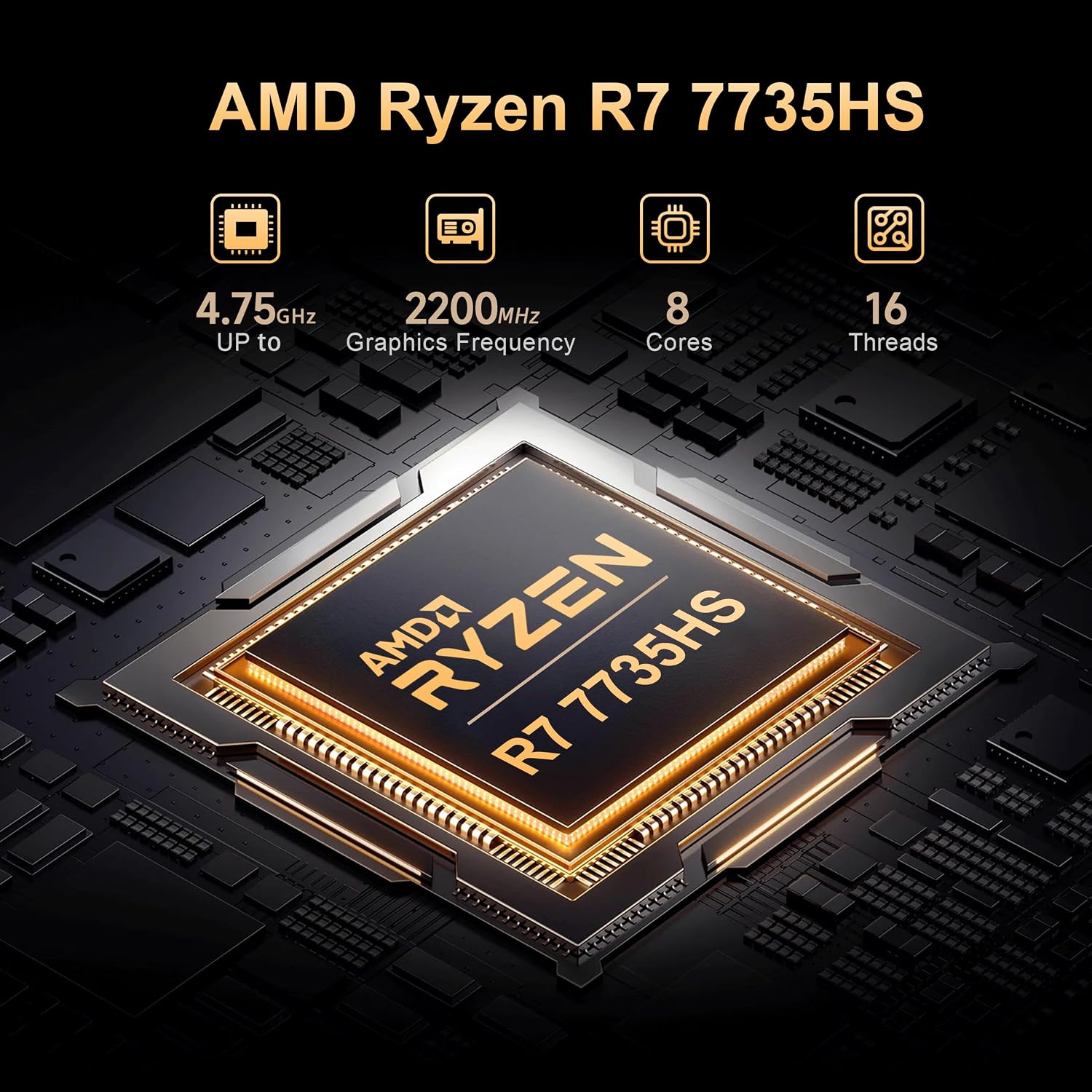 Beelink SER5 Max Mini PC, 7735HS AMD Ryzen R7 (8C/16T,Up to 4.75GHz) 24GB LPDDR5 1TB PCle4.0 SSD Mini Computer, Radeon 680M 12CU 2200MHz, 2.5G LAN/BT5.4/Wifi6,HDMI/DP/Type-c/4K Triple Display Micro PC