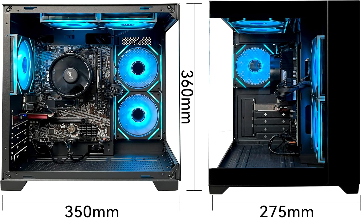 YAWYORE Gaming PC Desktop Computer AMD Ryzen 5 5600GT,16GB DDR4 3200MHz,1TB M.2 NVMe PCle,550W 80PLUS PSU,WiFi,Game Design Office Console,Sea View Room, Towers PC (Black)