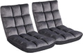 Yaheetech Padded Floor Chair with Back Support, Lounge Chairs Armless Meditation Cushion with Memory Foam, Adults Video Gaming Sofa Chair with Adjustable Backrest Floor Seating, Gray, 2pcs