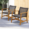 Idzo Liberte 500lbs Capacity Acacia Outdoor Club Chairs Set of 2, FSC Teak Finish Wood Patio Furniture Sets with Upgraded 2000Hours UV Resistant Wicker