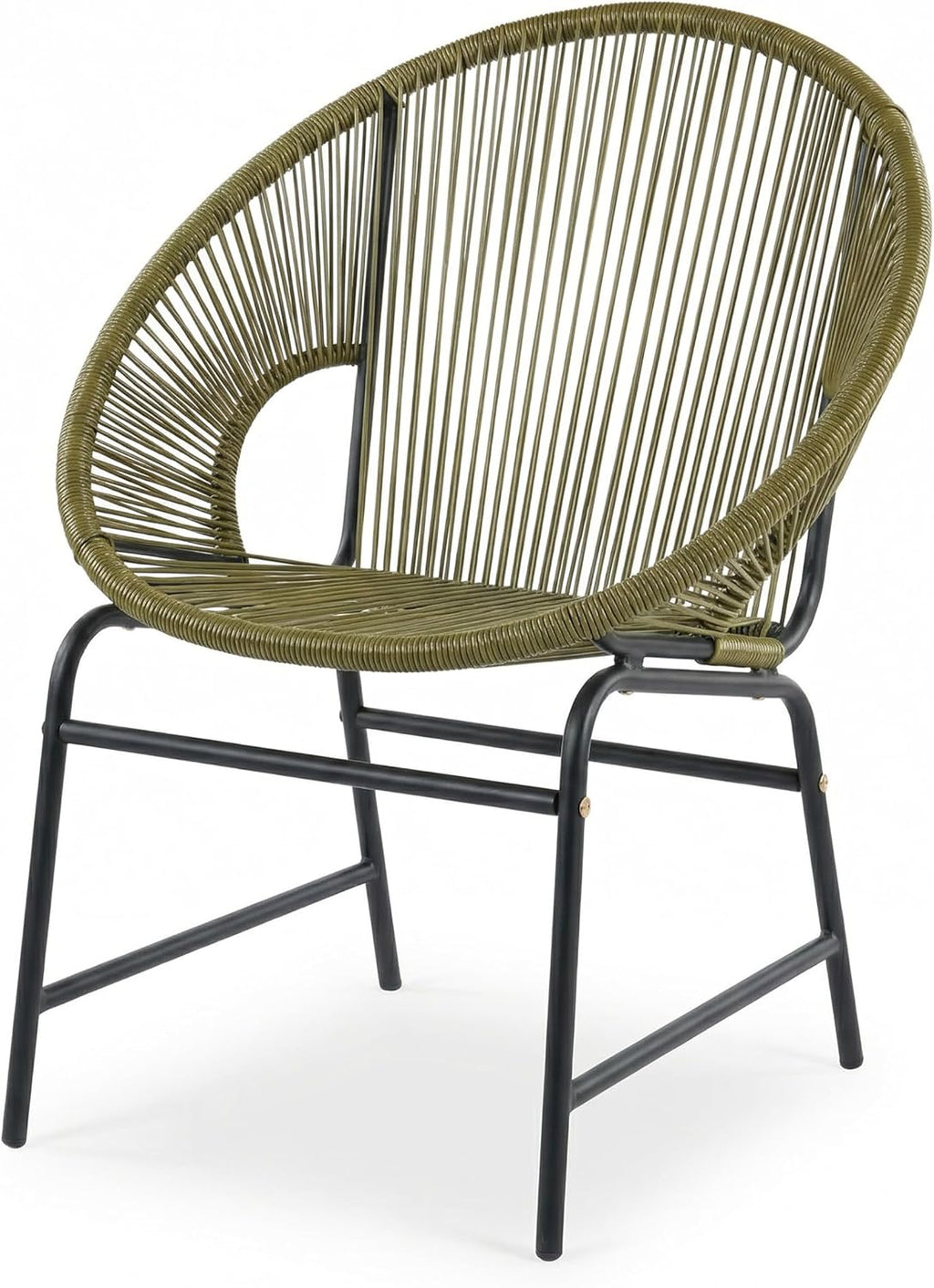 Christopher Knight Home Dessa 3 Piece Patio Furniture Set, Patio Wicker Accent Chair Set of 2 and Loveseat, Metal Frame 4 Seater Outdoor Papasan Lounge Chair Set, PE Rattan Outdoor Bistro Set, Green