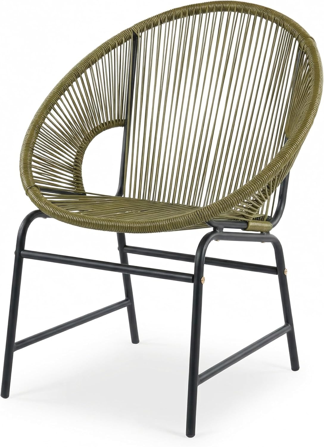 Christopher Knight Home Dessa 3 Piece Patio Furniture Set, Patio Wicker Accent Chair Set of 2 and Loveseat, Metal Frame 4 Seater Outdoor Papasan Lounge Chair Set, PE Rattan Outdoor Bistro Set, Green