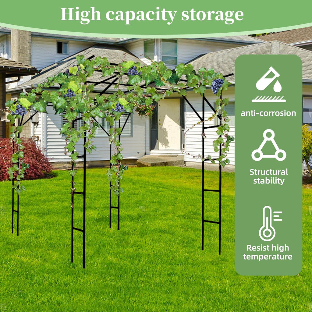 BUKLIYN Grape Trellis - Size: 118 * 78.5 * 90.5 inches - Large Outdoor Garden Arch Trellis, Used for Outdoor Climbing of Plants, Courtyard and Garden Decoration of Pavilions (Black)