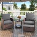 UDPATIO Balcony Furniture Patio Chairs with Ottoman, 5 Piece Wicker Patio Furniture Set with Footrest for Front Porch Small Space