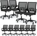 Magshion Ergonomic Office Chair 10 Pack, Mid-Back Mesh Desk Chair, Adjustable Swivel Computer Chair with Lumbar Support & Breathable Backrest for Gaming, Work, Study, 300 Lbs Capacity, Black