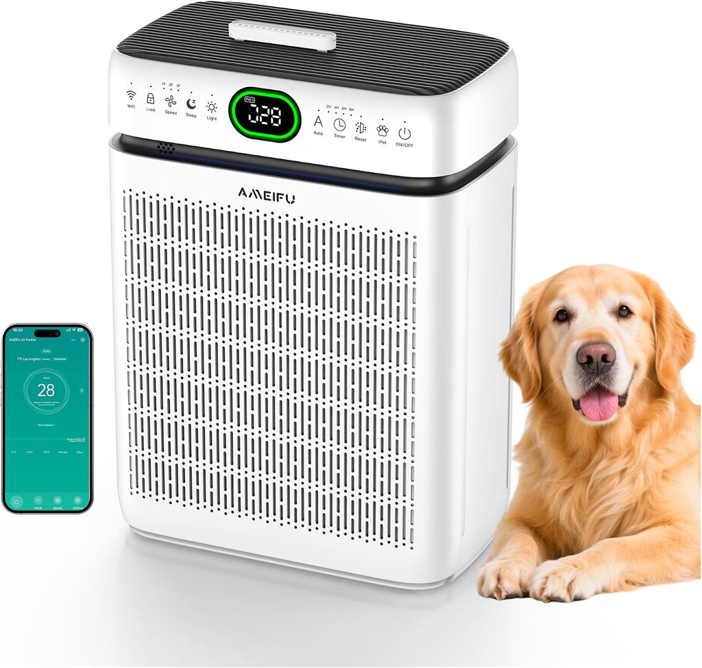 Air Purifiers for Home Large Room Up to 3500 Sq Ft with Washable Filters,Double-Sided HEPA with PM 2.5 Display Air Quality Sensor,Smart WiFi APP,Air Cleaner for Pets,Hair,Dust,Smoke,Dorm room,Office