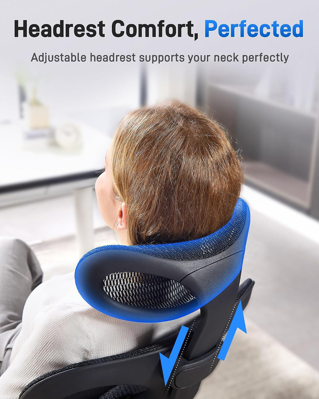 amseatec Ergonomic Office Desk Chair, Comfortable Computer Gaming Chair, Breathable Mesh Back & Seat, Adjustable Armrest & Headrest, Lumbar Support, Butterfly Design for Home Office (Black)
