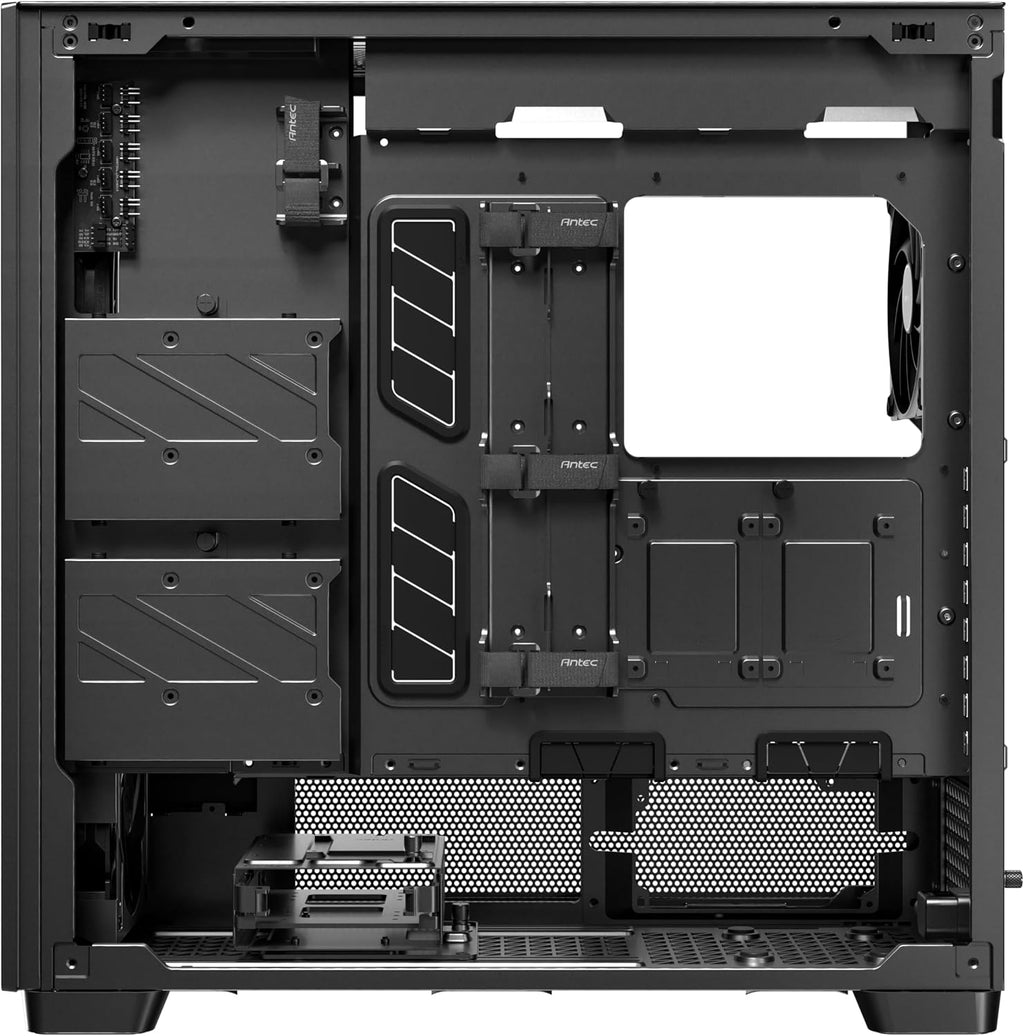 Antec Flux Pro, 6 x PWM Fans Included, High-Airflow Front Panel with Walnut Wood, iShift PSU 90° Mount, USB3.0 x 2, Type-C, 420mm Radiator Support, Temp. Display, Full-Tower E-ATX PC Case