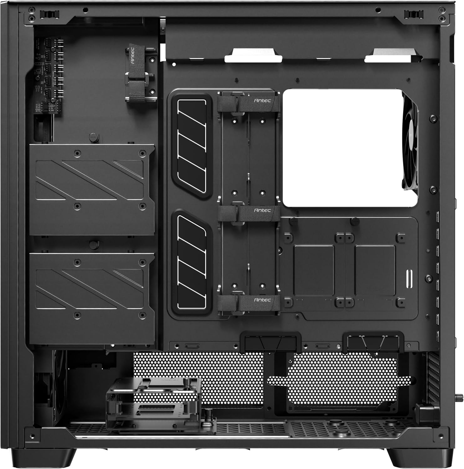 Antec Flux Pro, 6 x PWM Fans Included, High-Airflow Front Panel with Walnut Wood, iShift PSU 90° Mount, USB3.0 x 2, Type-C, 420mm Radiator Support, Temp. Display, Full-Tower E-ATX PC Case