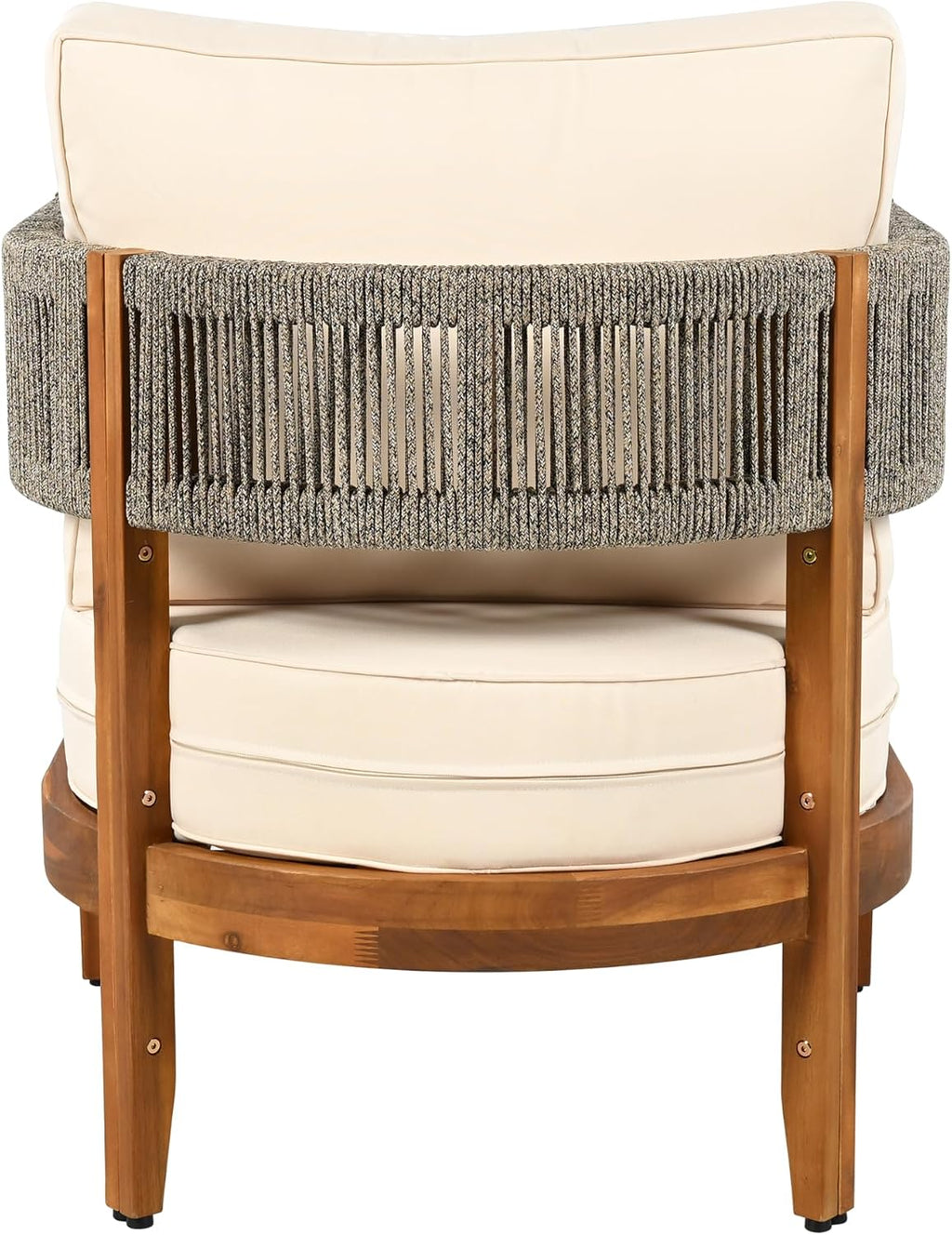 Christopher Knight Home Rekker Acacia Wood Outdoor Club Chair Set of 2, Patio Accent Chair with Removable Cushion, Patio Furniture Set Comfy Reading Chair, Wooden Single Lounge Sofa Set, Teak+Beige