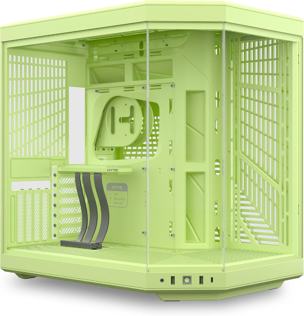 Hyte Y70 Mid-Tower ATX Gaming PC Desktop Case - Panoramic Tempered Glass - Dual Chamber - High Airflow Chassis - PCIE 4.0 Riser Cable Included - New Modern Aesthetic - Matcha Milk (Green)