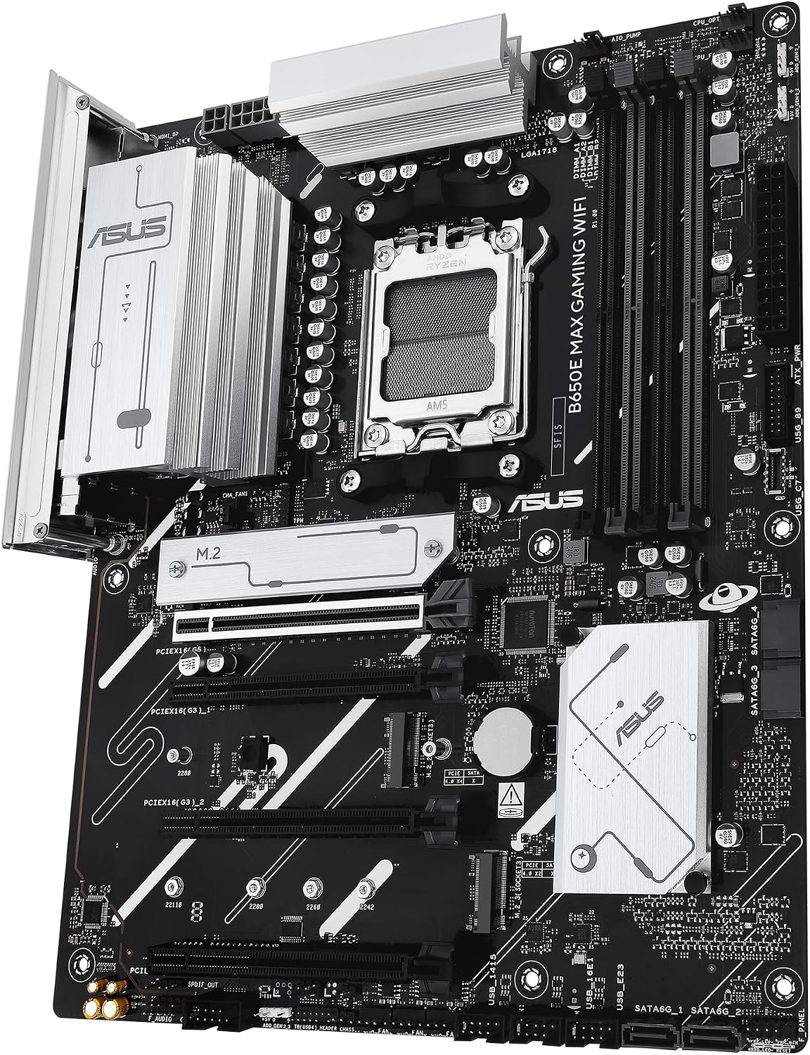 ASUS B650E MAX Gaming WiFi AMD B650 ATX Motherboard, DDR5, PCIe 5.0 Ready, 3X M.2 Slots, Wi-Fi 6E, Realtek 2.5Gb Ethernet, DisplayPort, HDMI™, USB 10Gbps Type-A & Type-C®, BIOS Flashback™, Aura Sync
