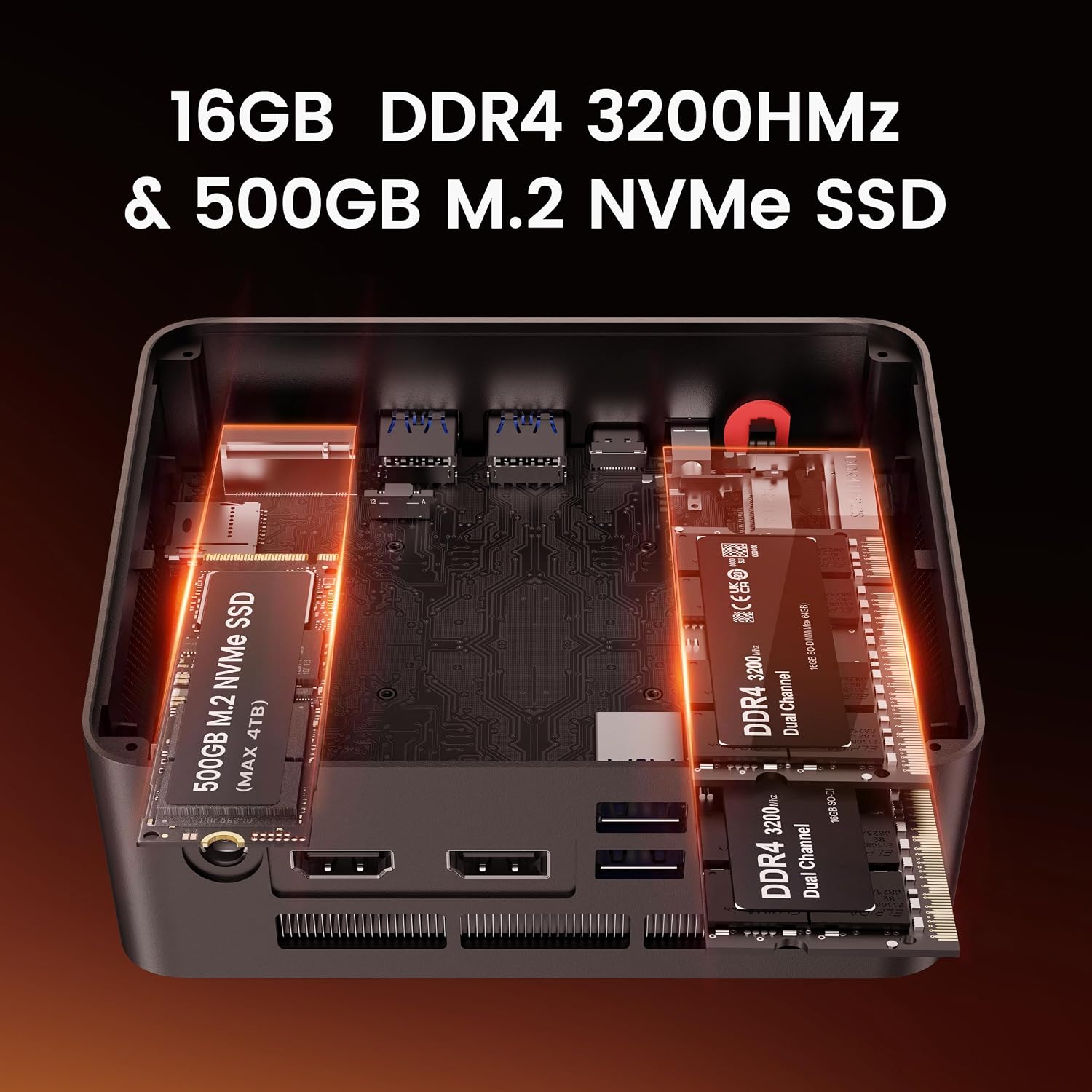 Beelink Mini PC SER5 5500U AMD Ryzen 5 (6C/12T, 2.1/4.0GHz) 16GB DDR4 500GB M.2 SSD Mini Computer, Radeon Graphics 7cores 1800 MHz, 2.5G LAN, Wifi6/BT5.2,HDMI/DP/Type-c/4K Triple Display Micro PC