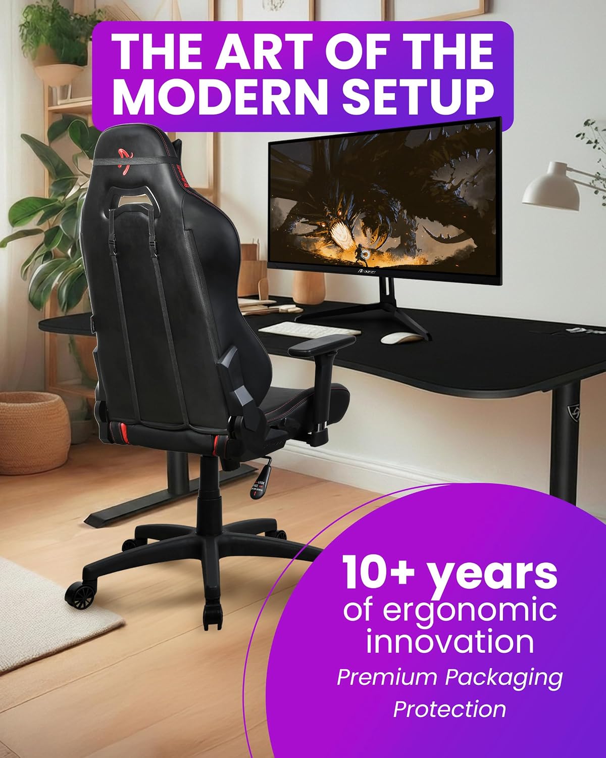 Arozzi Torretta Gaming Chair - Soft PU Ergonomic Gaming Chair for Adults Adjustable Backrest with Neck & Lumbar Pillows - Swedish Design Home Office Setup Professional Computer Chairs, Red