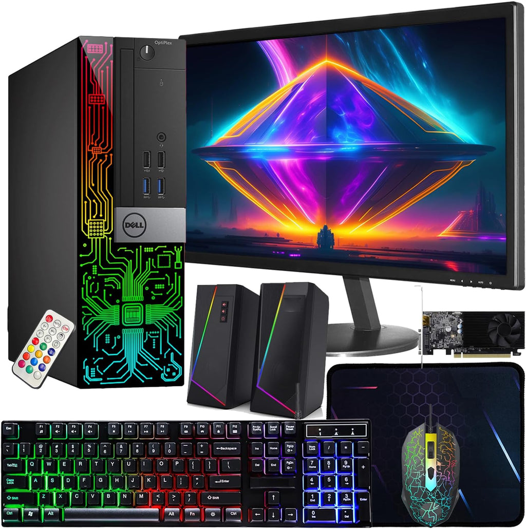Dell OptiPlex 3060 SFF RGB Gaming Desktop, Intel Core i5-8500, 16GB RAM, 512GB NVMe, 1TB HDD, 22-inch HDMI Monitor, GeForce GT 1030 2GB GDDR5, Windows 11 Pro