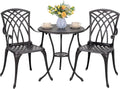 NUU GARDEN 3 Piece Patio Bistro Set, Cast Aluminum Patio Bistro Table and Chairs Set of 2 with Umbrella Hole, Outdoor Bistro Set for Patio or Backyard, Black