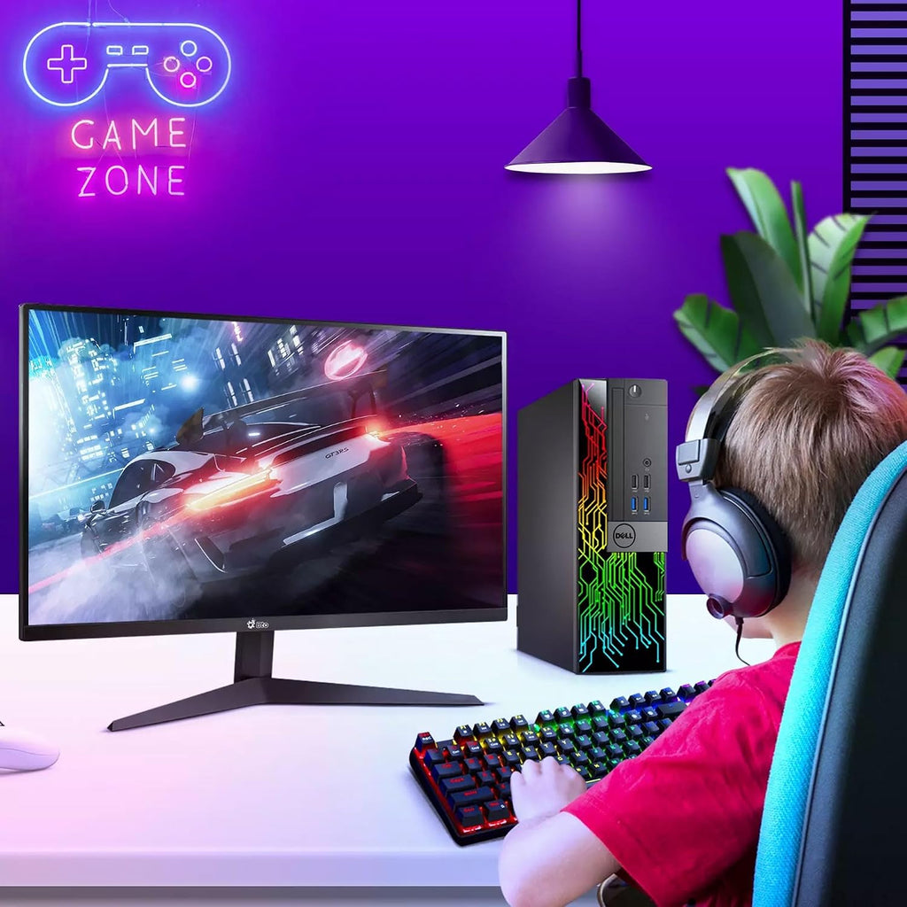 Dell RGB Gaming Desktop Computer PC - Intel Core i7-6th Gen - 16GB DDR4 RAM - 256GB SSD - 1TB HDD - 22' Monitor - GeForce GT 1030 - RGB Keyboard & Mouse - WiFi - Windows 11 Pro (Renewed)