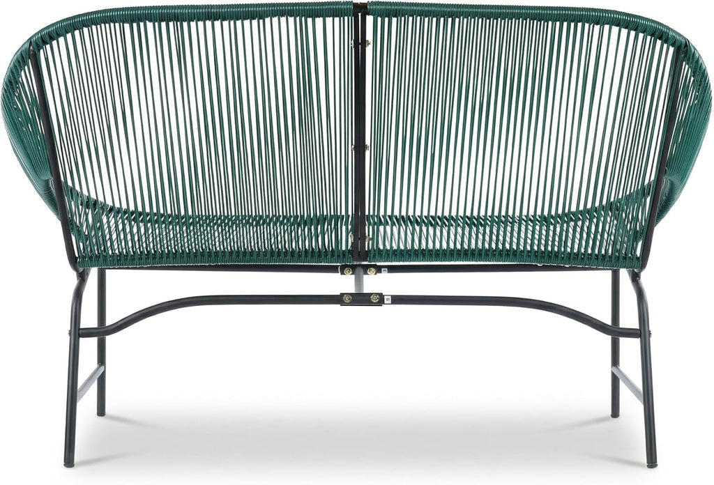 Christopher Knight Home Dessa 3 Piece Patio Furniture Set, Wicker Patio Loveseat Sofa and Accent Chair Set of 2, Metal Double Papasan Chair, Teal