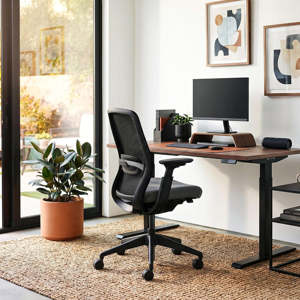 COLAMY Office Chair for Long Hours, Easy Wire-Control Desk Chair with Sliding Seat Depth & Thick Padded Lumbar Support, Heavy Duty 300 LBS High Back Mesh Computer Chair for Home Workstation,Black