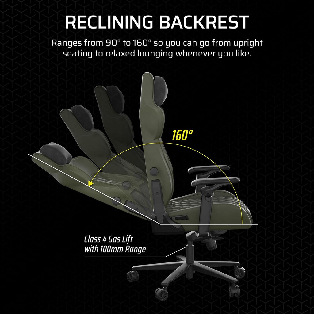 Corsair TC500 Luxe Gaming Chair – Premium Breathable Fabric – Wide Seat – Five-Way Adjustable Armrests – Adjustable Built-in Lumbar Support – 90-135 Degree Recline – Sherwood