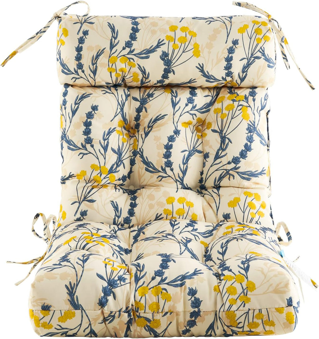 ARTPLAN Outdoor Chair Cushion,Tufted Adirondack Patio Chair Cushion,Wicker High Back Outdoor Seat Cushion,Set of 4,44' L x 21' W x 4' H (4 Pack),Floral
