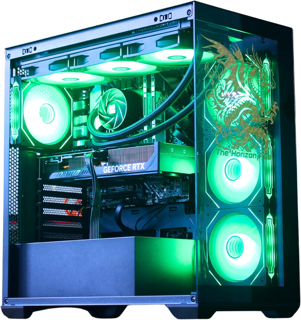 The Horizon RGB I9 RTX Gaming PC || Core I9 CPU || 32GB RAM || 2TB Storage || RTX 5070 OC || 360MM AIO || 1.2GB/s WiFi, 2.4GB/s Ethernet, VR and Gaming Ready || Windows 11 Pro