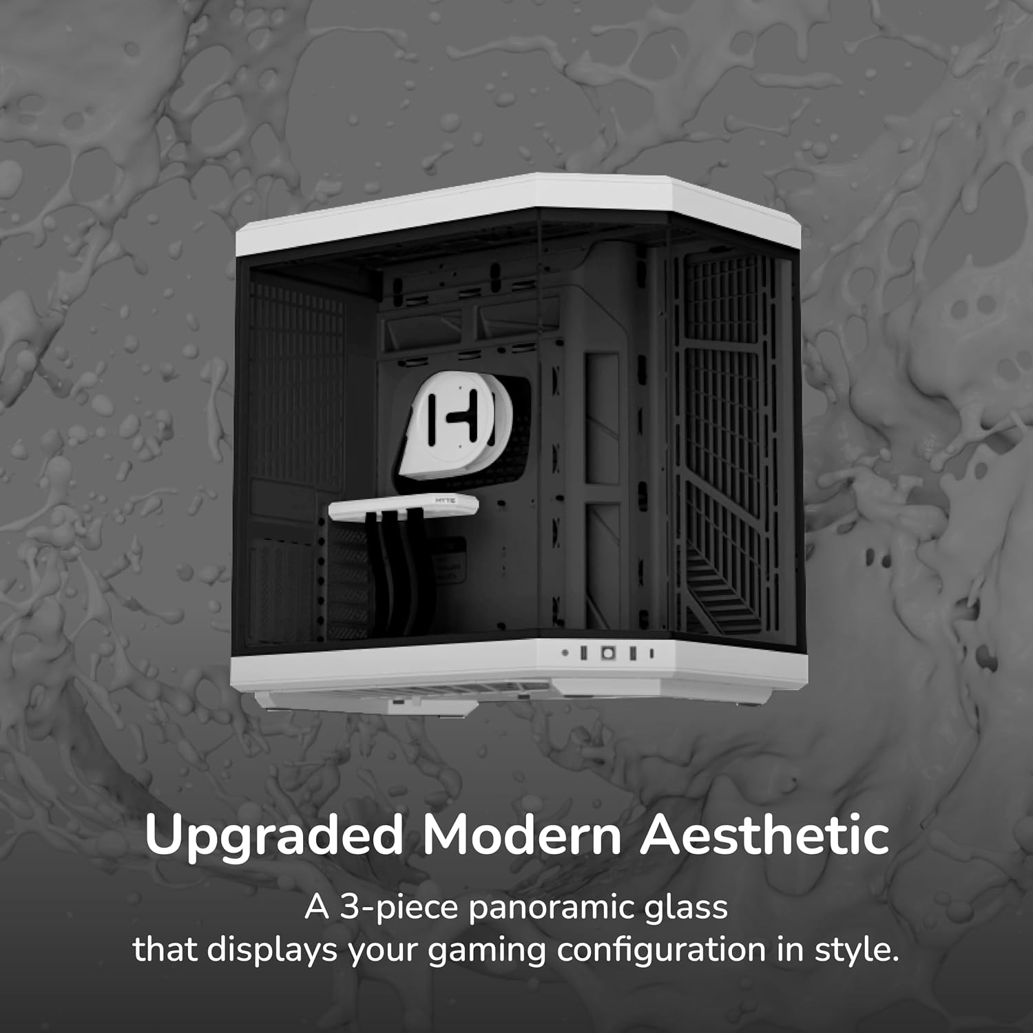 Hyte Y70 Upgraded Modern Aesthetic Dual Chamber Panoramic Tempered Glass Mid-Tower ATX Computer Gaming Case with PCIE 4.0 Riser Cable Included, White (CS-HYTE-Y70-BW)