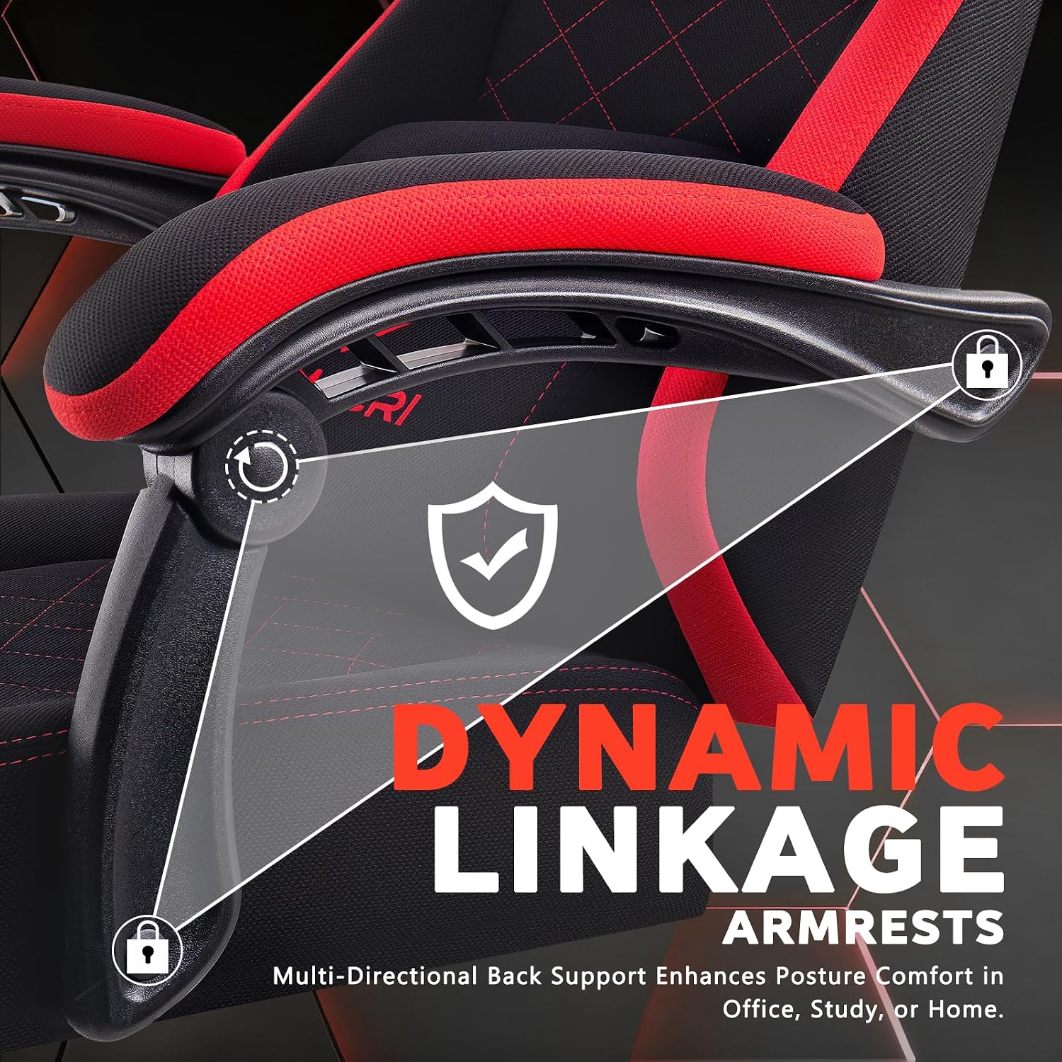LEMBERI Gaming Chair, Fabric Big and Tall Video Game Chairs with Footrest, Massage Lumbar Support, Racing Style Ergonomic Computer Gamer Chair with Adjustable Headrest (Red)