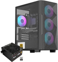 Rosewill FBM-X6 Micro ATX Mid Tower Case - Tempered Glass Side Panel, High Airflow, 4X PWM ARGB Fans, Dedicated Cable Routing Clips, Pre-Installed 650W 80+ Gold Power Supply - Black