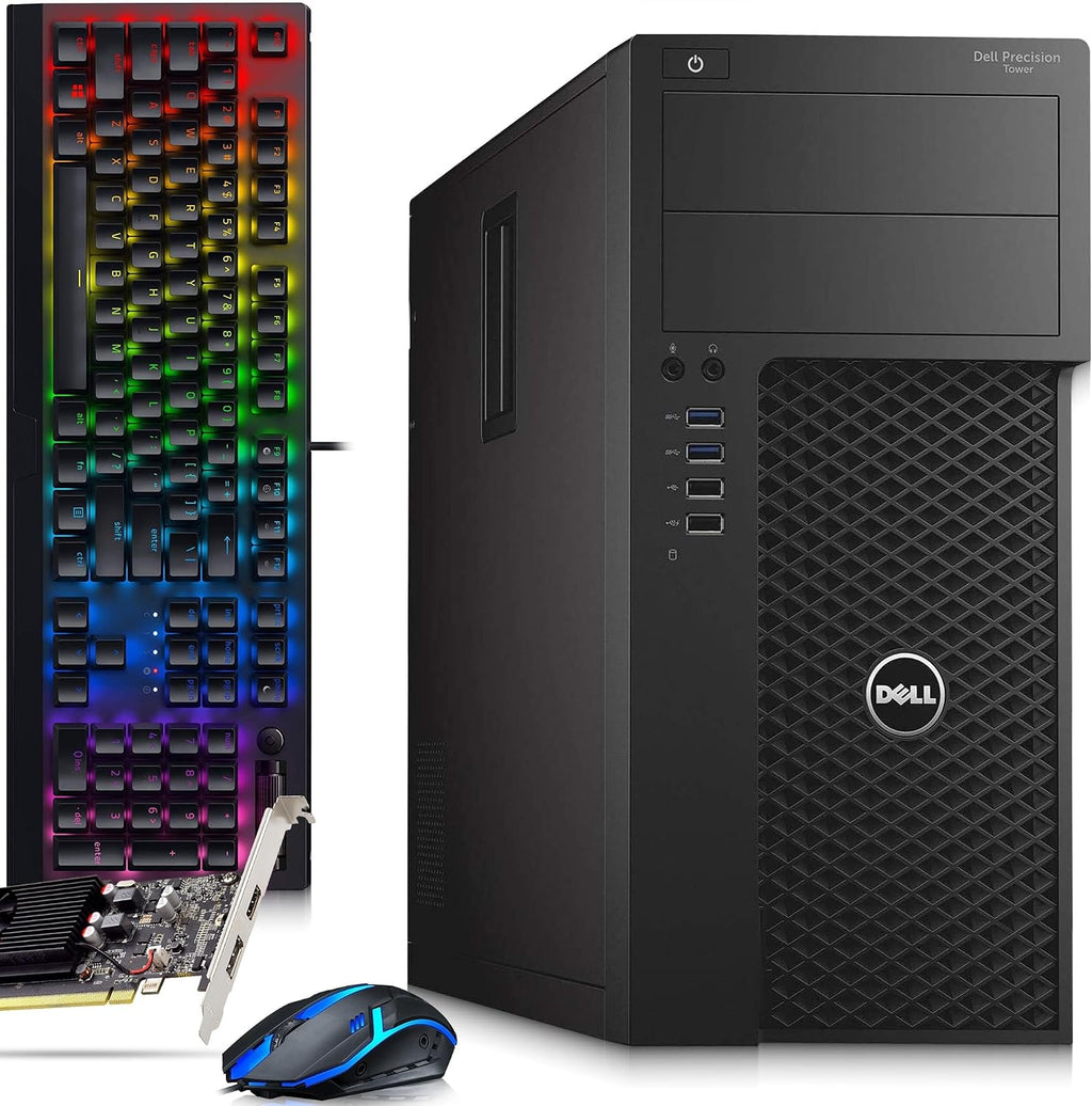 Dell Precision Gaming Desktop PC Tower Computer – Intel Core i5-6500 6th Gen – 16GB RAM – 256GB SSD – 1TB HDD – GeForce GT 1030 – RGB Keyboard & Mouse – Windows 11 Pro (Renewed)