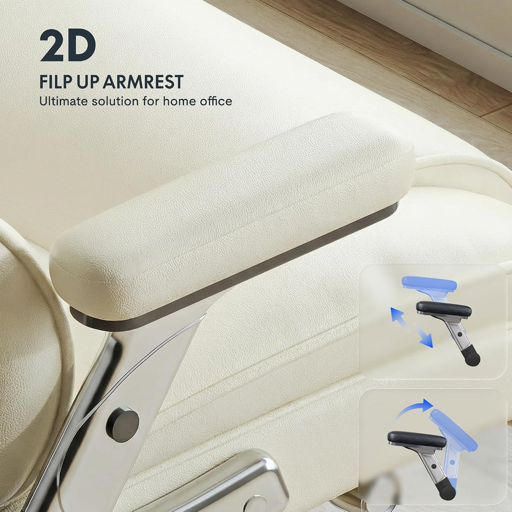 FLEXISPOT 600lbs Big and Tall Office Chair for Heavy People, Heavy Duty Computer Desk Chair with Dynamic Lumbar Support 2D Armrest Blade Wheels, Chairs for Home Office Gaming Working, Leather, Beige