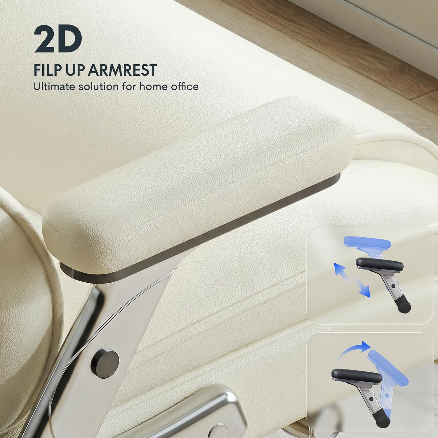 FLEXISPOT 600lbs Big and Tall Office Chair for Heavy People, Heavy Duty Computer Desk Chair with Dynamic Lumbar Support 2D Armrest Blade Wheels, Chairs for Home Office Gaming Working, Leather, Beige