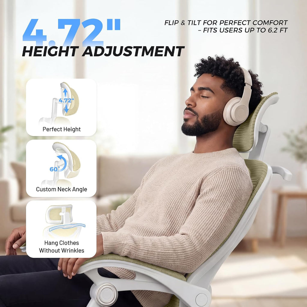 Ergonomic Office Chair with Footrest - Adjustable Lumbar Support & Headrest, 90-160° Reclining Mesh Back Computer Chair - Home Office/Gaming, 350lbs Capacity